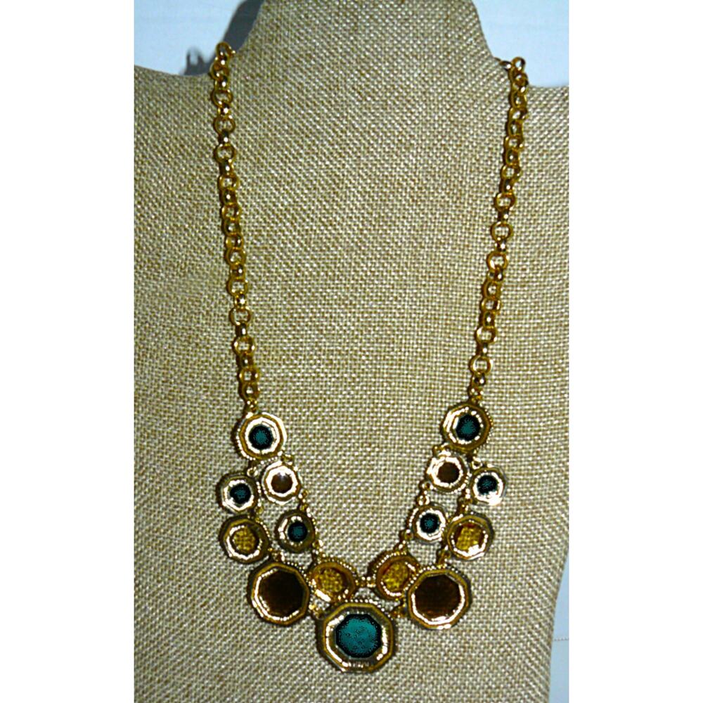 Vintage Napier Statement Necklace Multi-Color Faceted Geometric Resin Stones - Picture 2 of 3